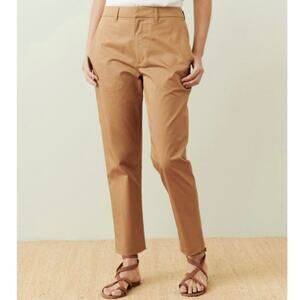 Jenni Kayne Twill Trouser Tan Stretch Cotton Ankle Pants Size 10 EUC